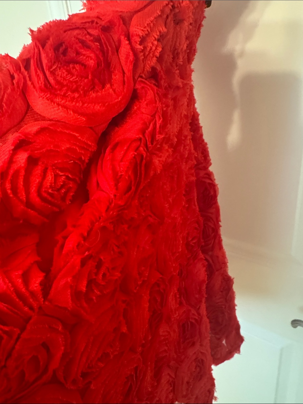 Express Red Floral Rosette Spaghetti Strap Dress - Picture 8 of 8